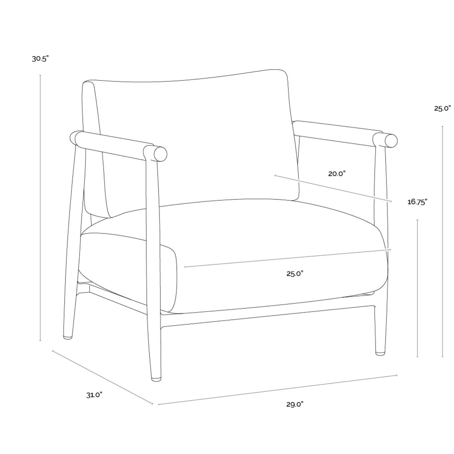 Muros Lounge Chair - Black - Palazzo Cream