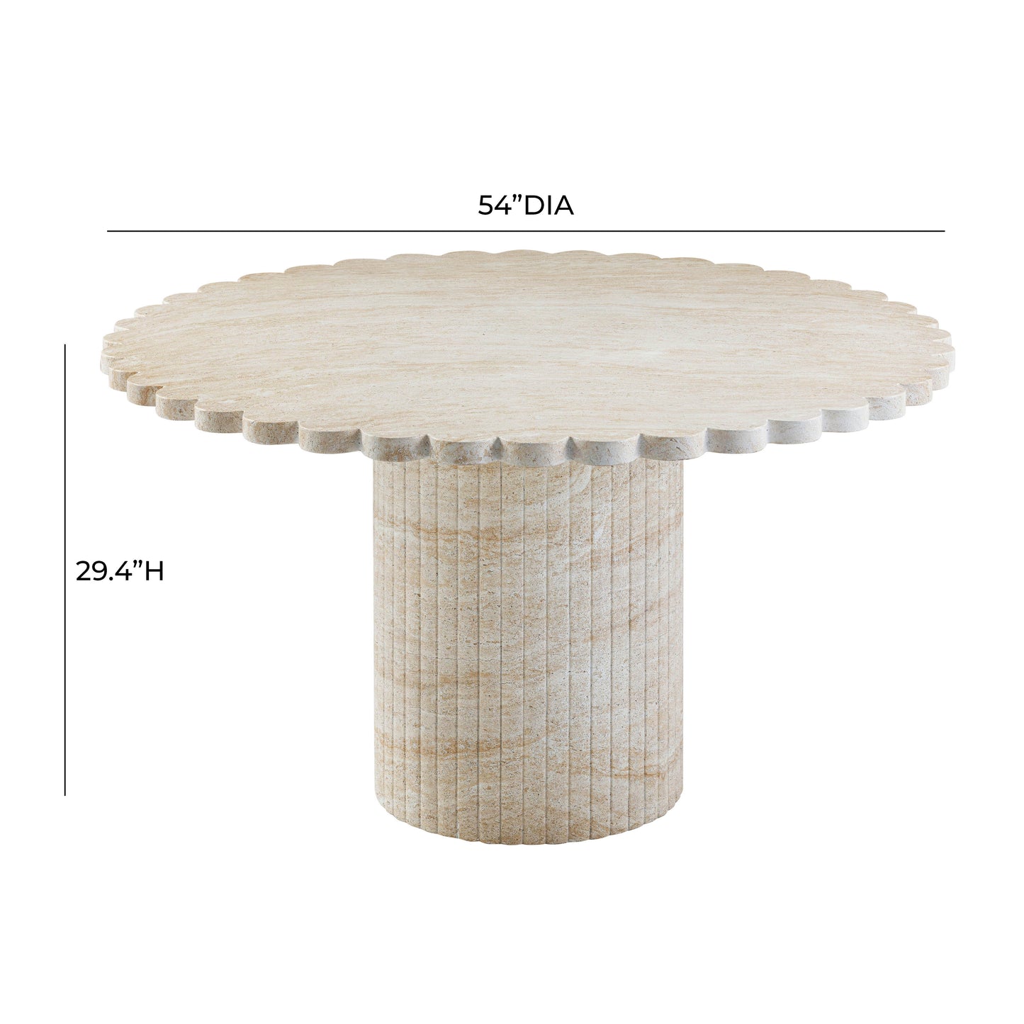 Blossom 54" Washed Faux Travertine Dining Table