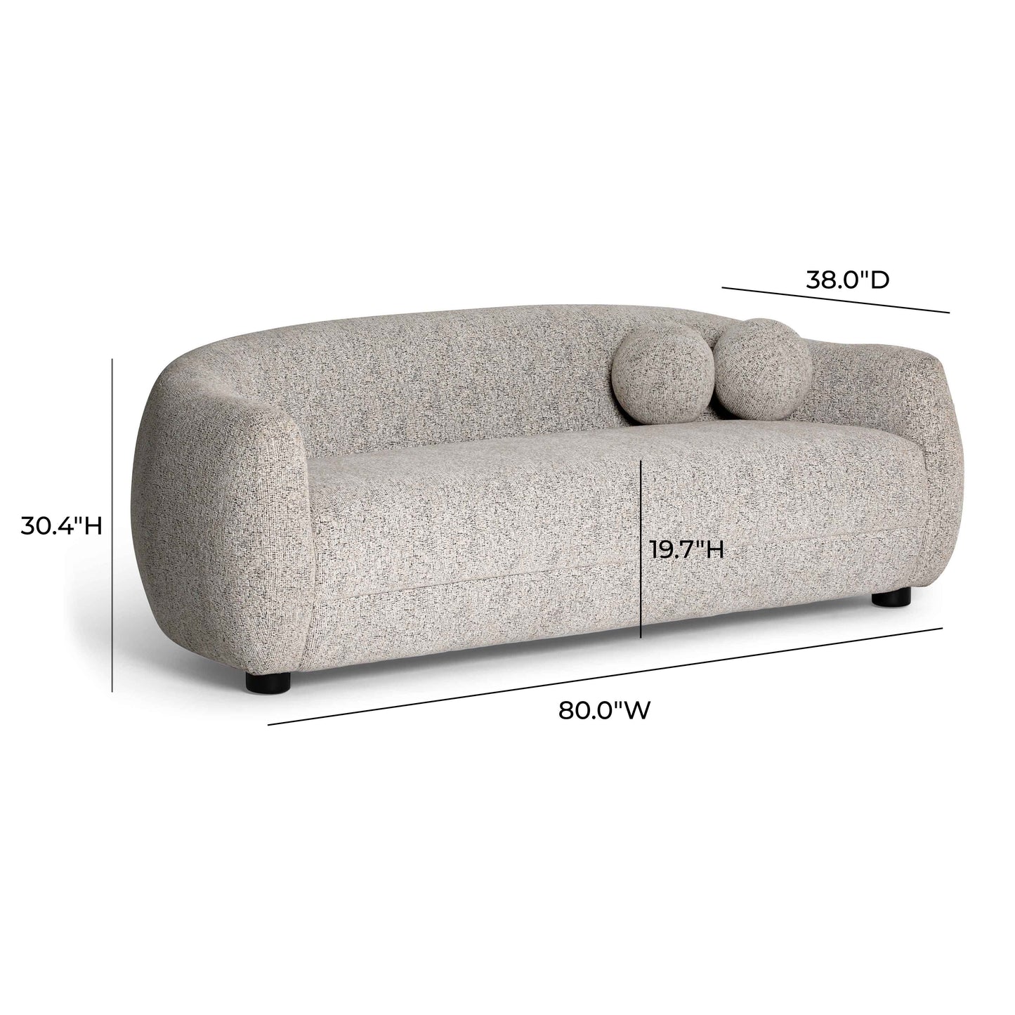 Judy 80" Black and White Woven Fabric Sofa