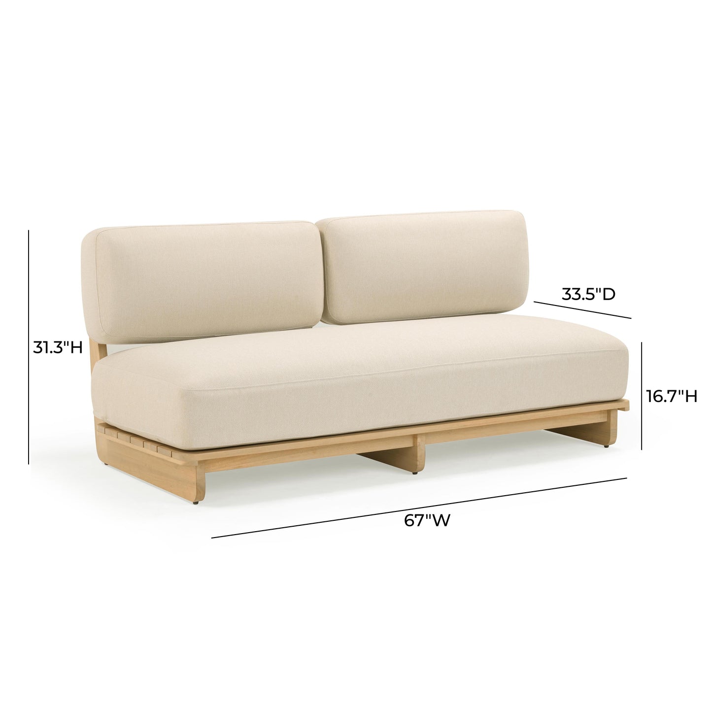 Reavan 67" Cream Fabric Outdoor Lounge Sofa
