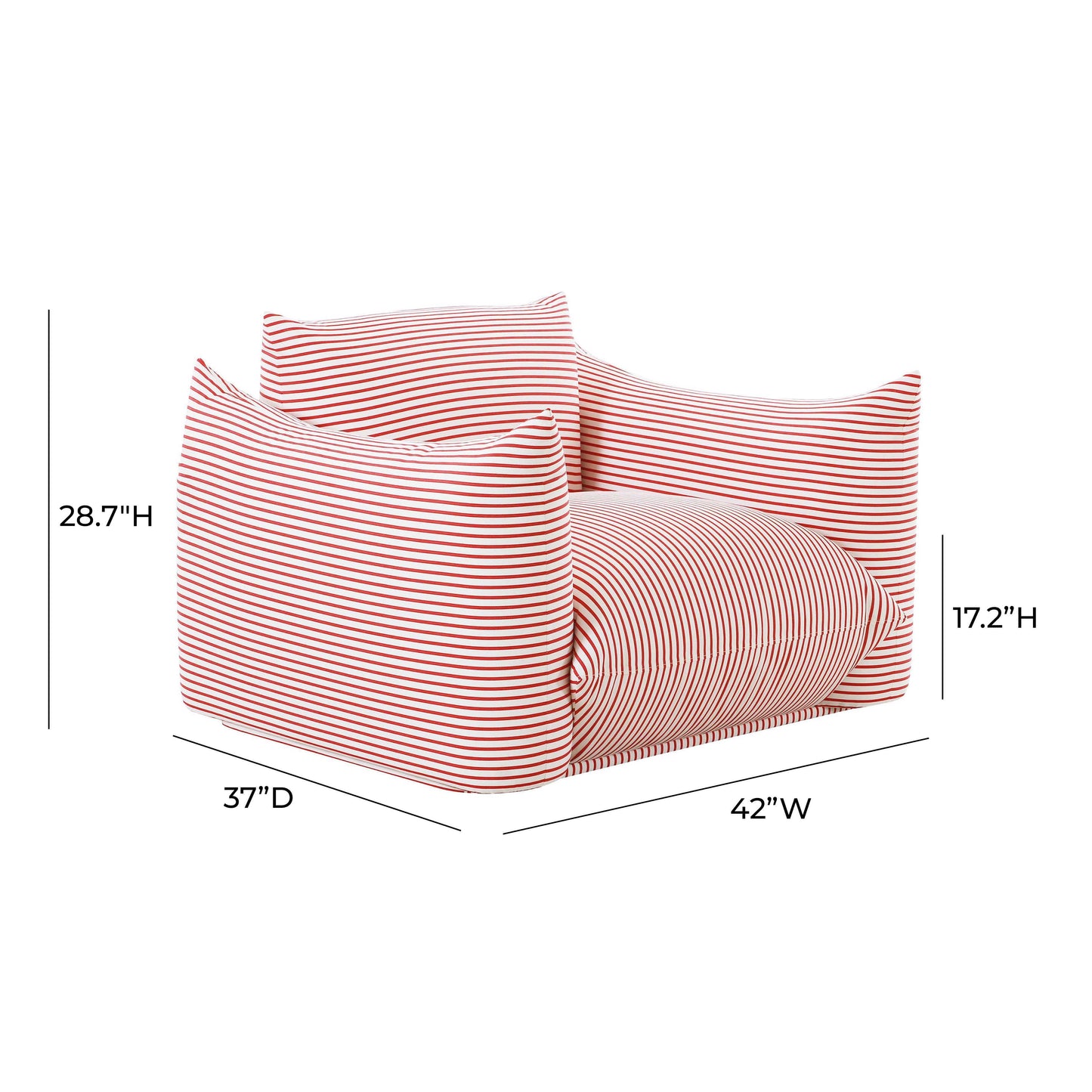Saint Tropez Striped Stuffed Armchair Red