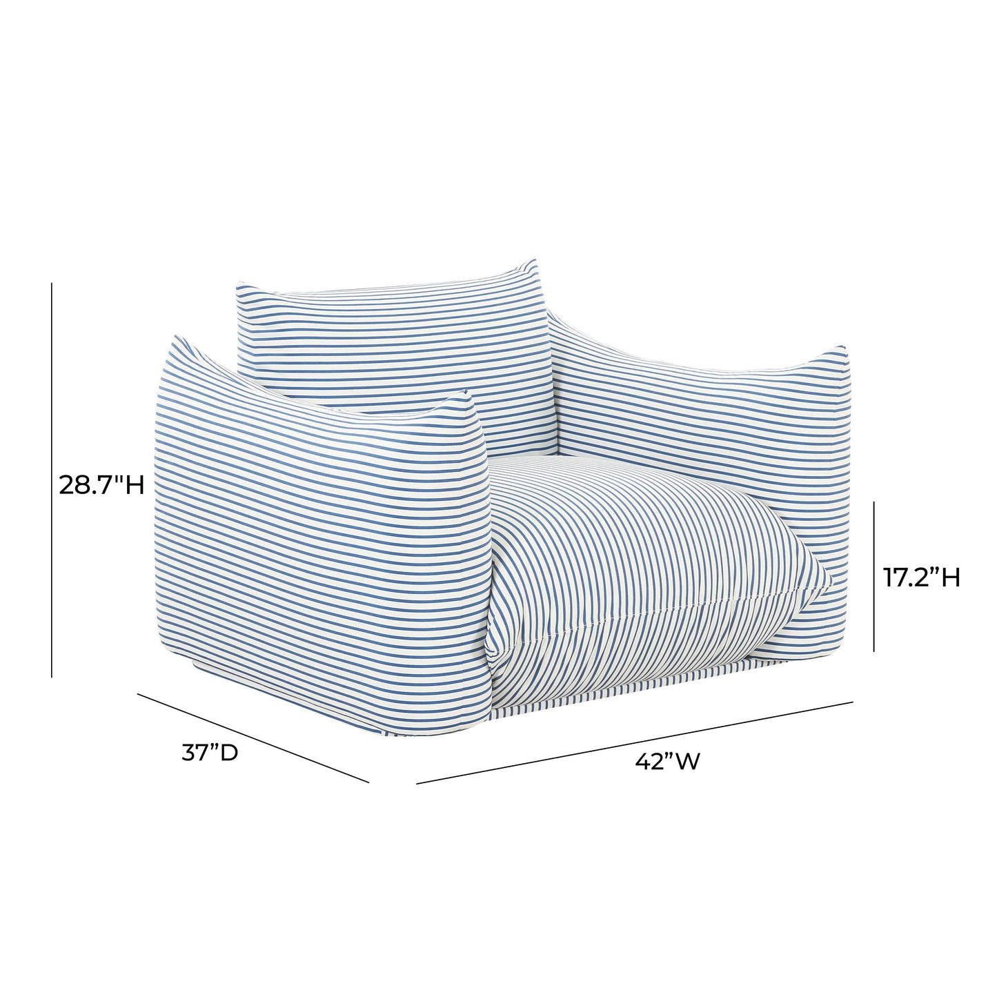 Saint Tropez Striped Stuffed Armchair Blue