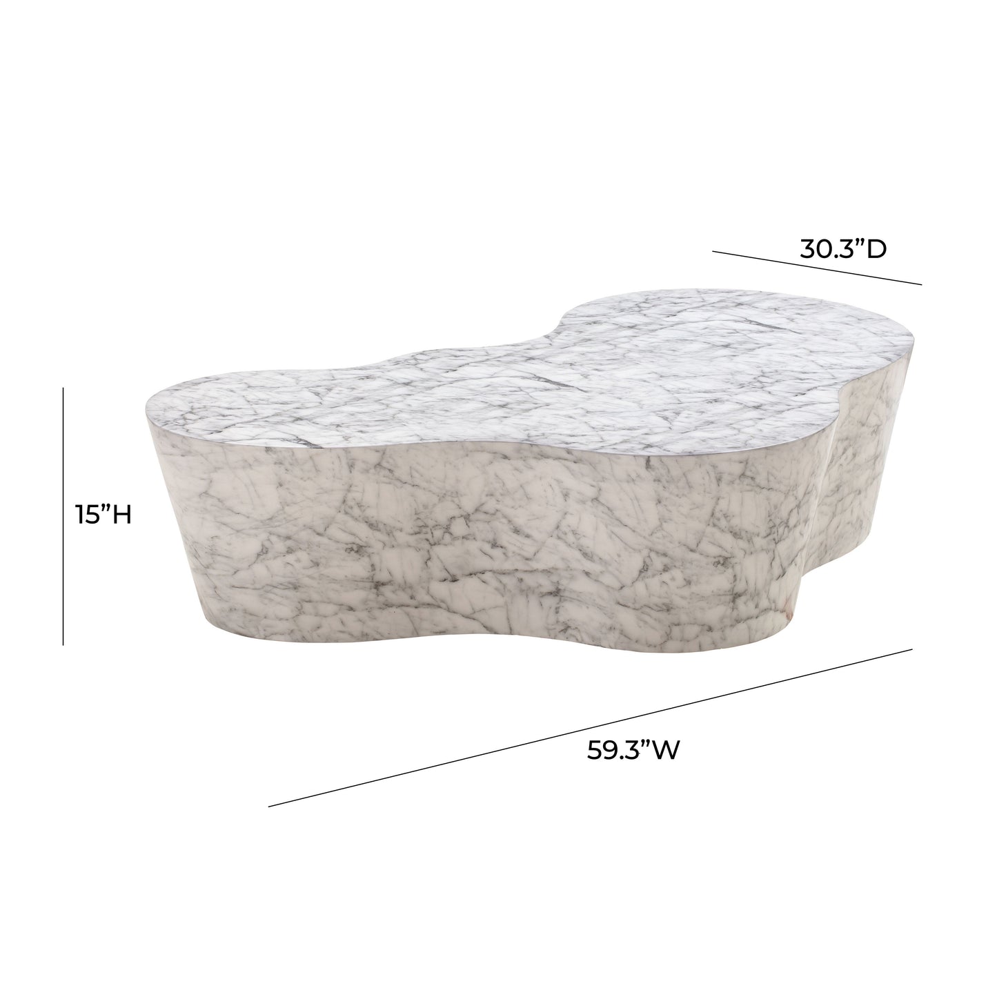 Slab Concrete Coffee Table White Marble