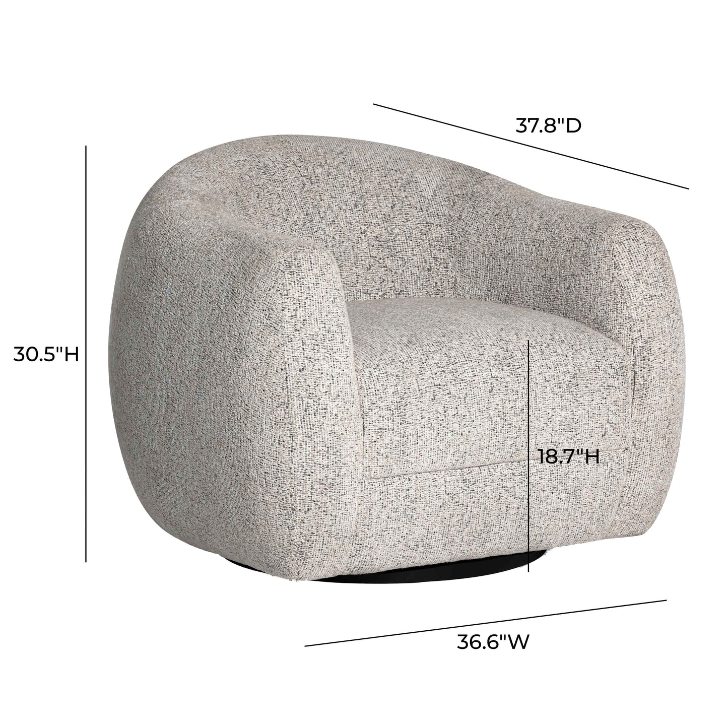 Judy Black and White Woven Performance Fabric Swivel Chair