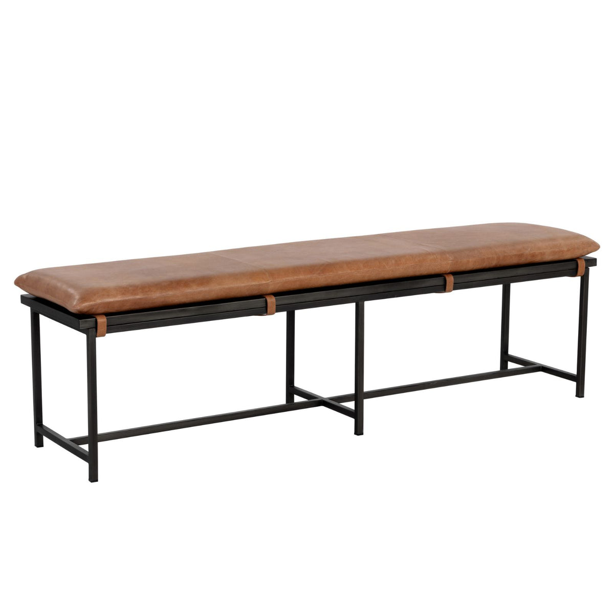 Zancor Bench - Gunmetal - Tan Leather