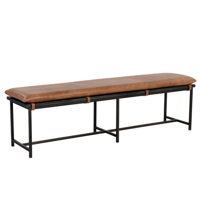 Zancor Bench - Gunmetal - Tan Leather