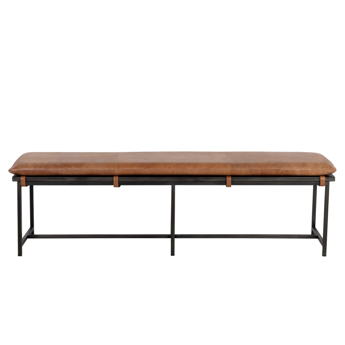 Zancor Bench - Gunmetal - Tan Leather