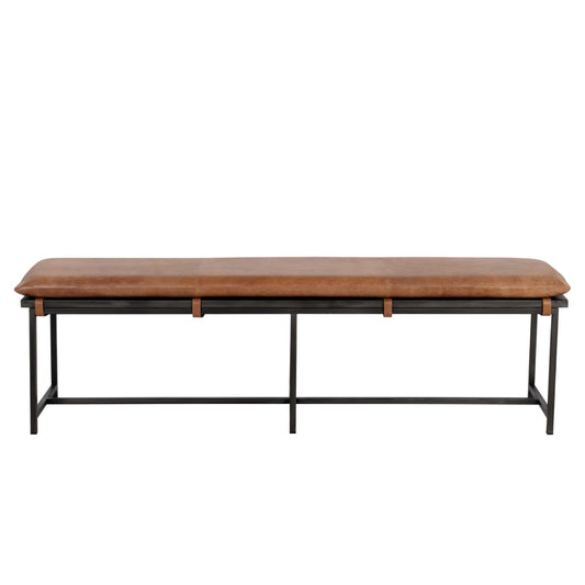 Zancor Bench - Gunmetal - Tan Leather