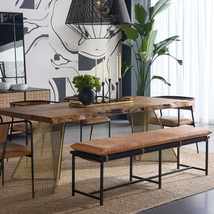 Zancor Bench - Gunmetal - Tan Leather