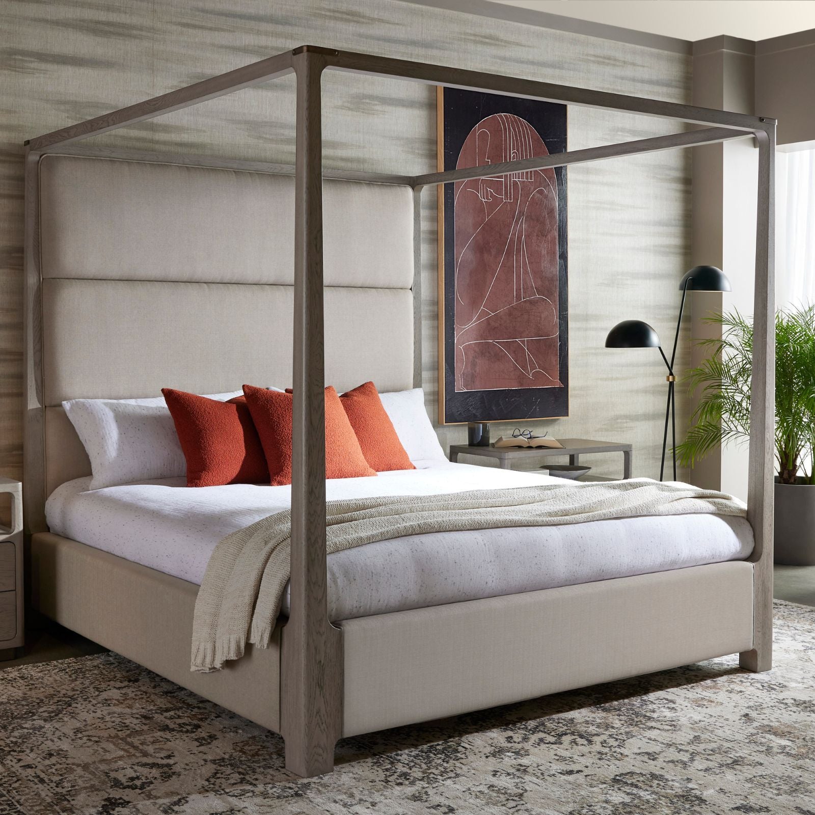 Danette Canopy Bed - King - Zenith Taupe Grey
