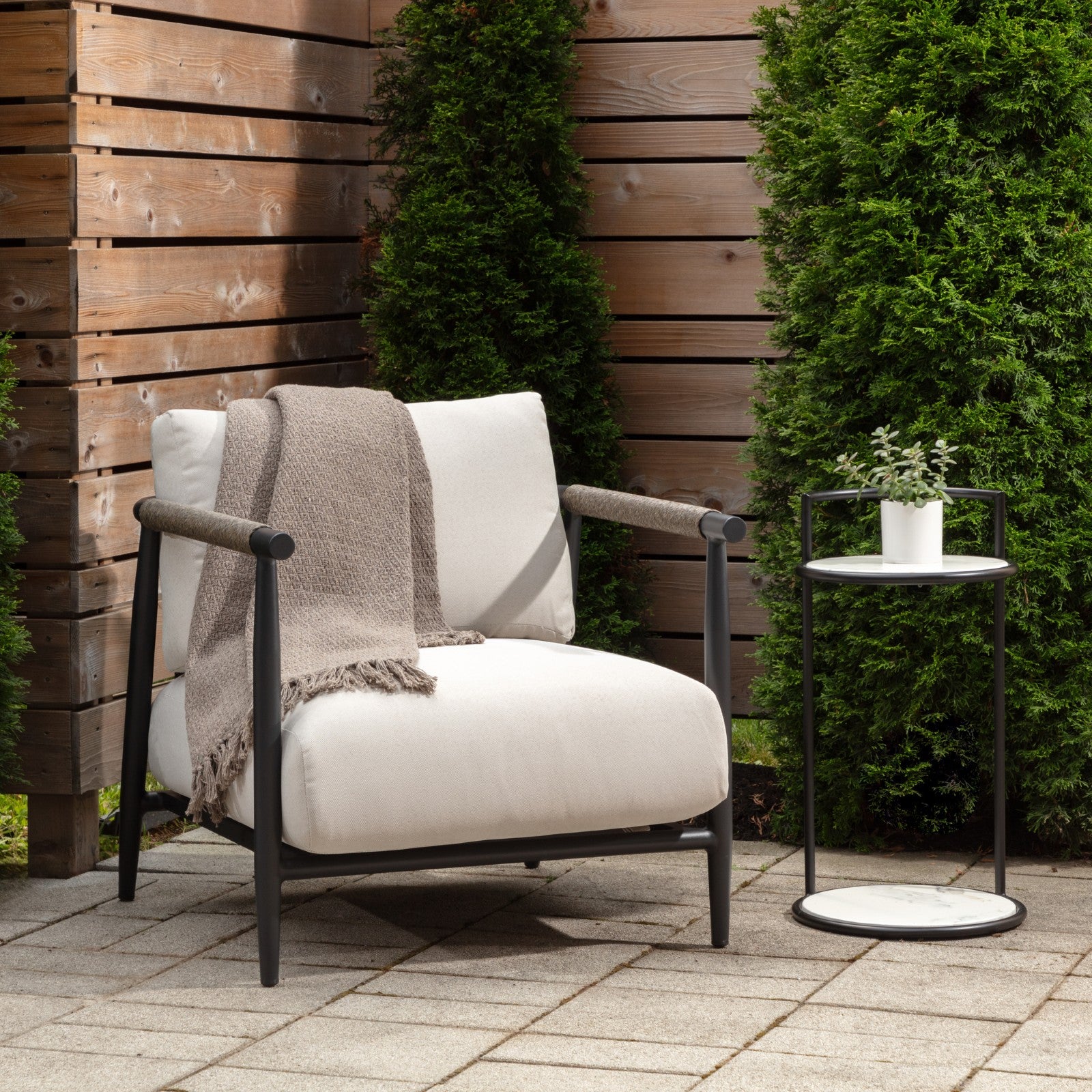 Muros Lounge Chair - Black - Palazzo Cream