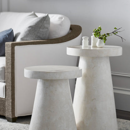 Foley Stone Side Table Large White