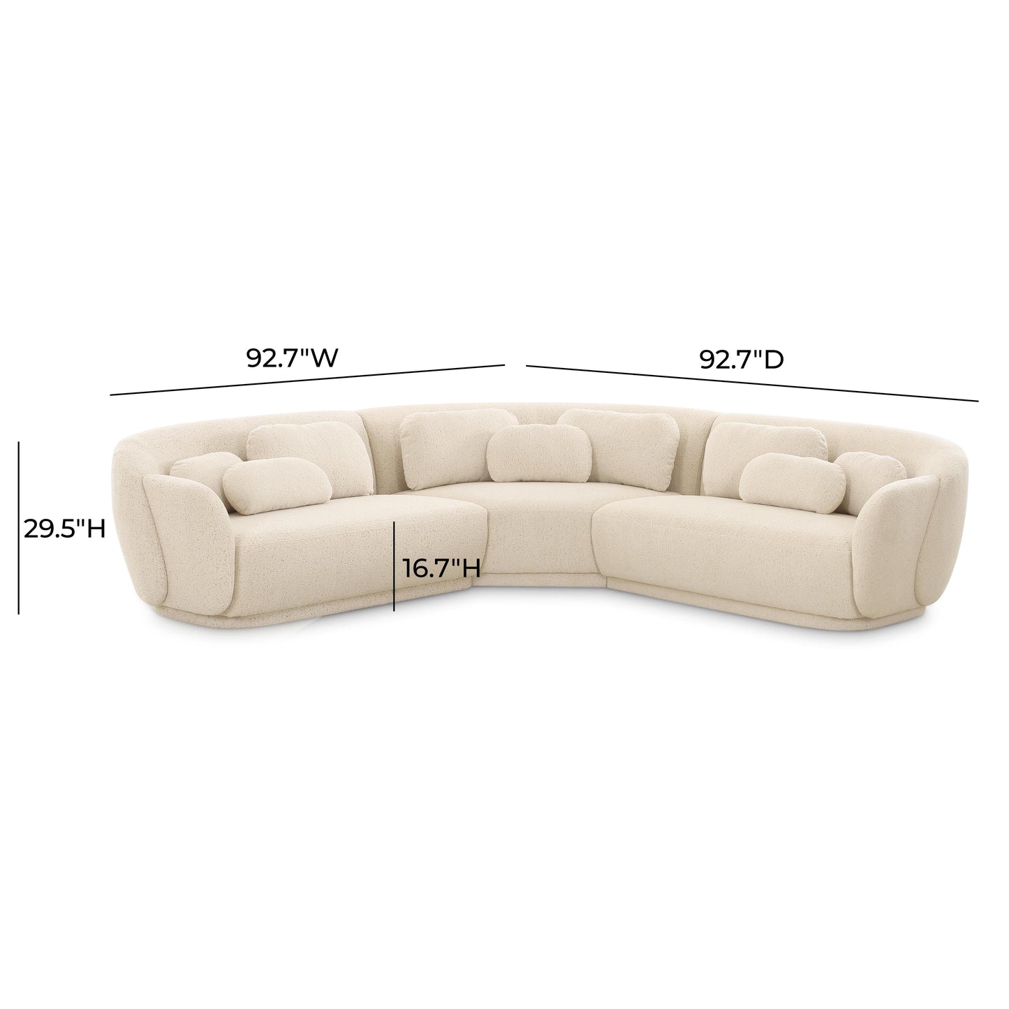 Misty 3-Piece Cream Boucle L-Sectional