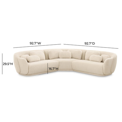Misty 3-Piece Cream Boucle L-Sectional