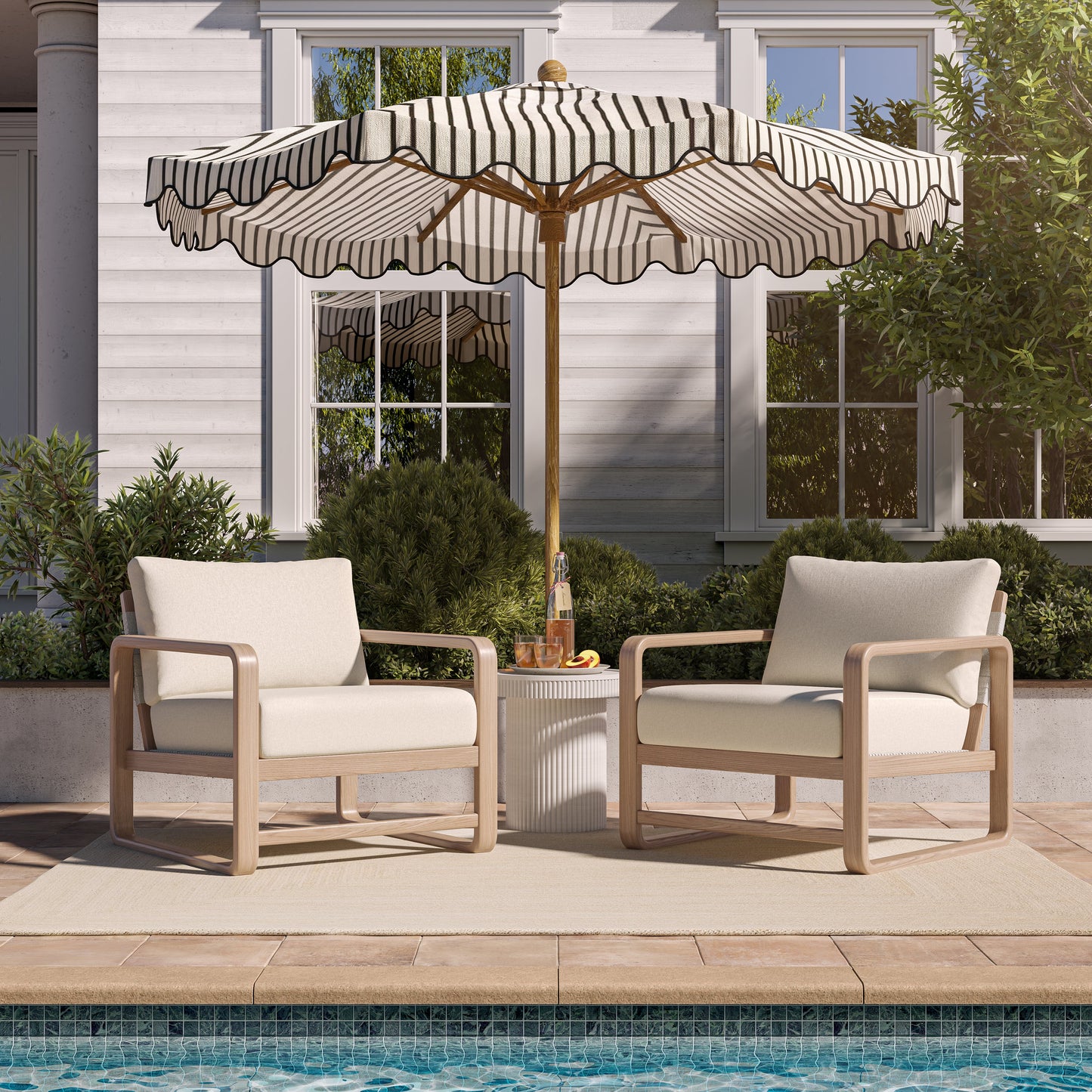 Palata Cream Fabric Outdoor Accent Chair
