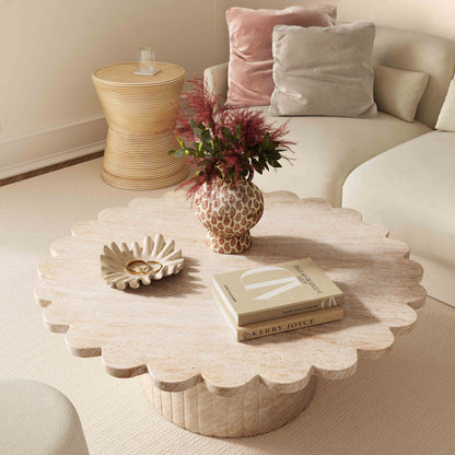 Blossom 36" Faux Travertine Coffee Table