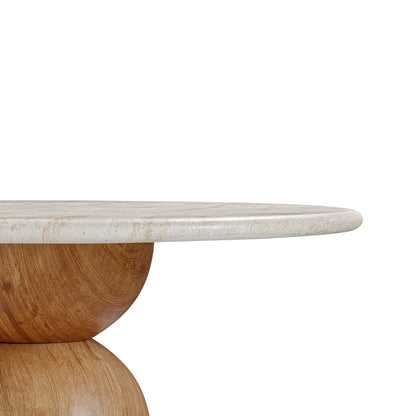 Cynthia 54" Faux Travertine Dining Table