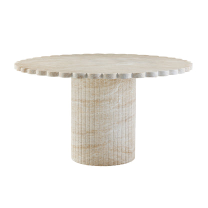 Blossom 54" Washed Faux Travertine Dining Table