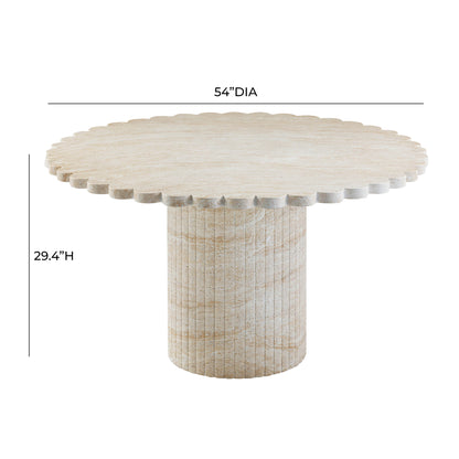 Blossom 54" Washed Faux Travertine Dining Table