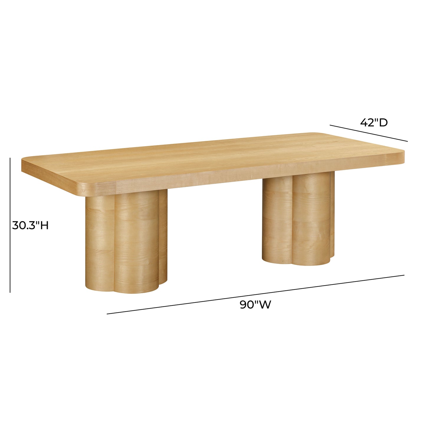Bambi 90" Ash Rectangular Dining Table (2+ Color Options)