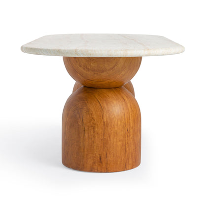 Cynthia 87" Faux Travertine Dining Table