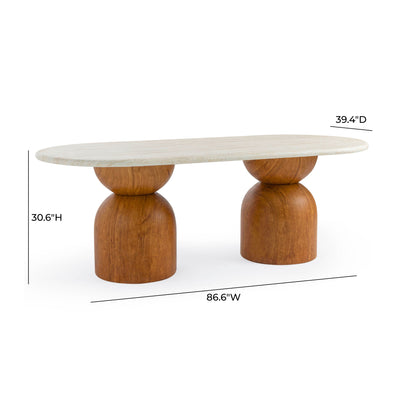 Cynthia 87" Faux Travertine Dining Table