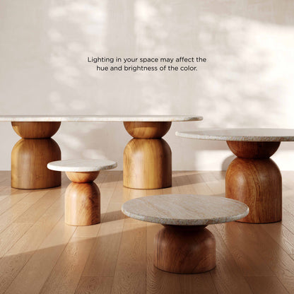 Cynthia Faux Travertine Side Table