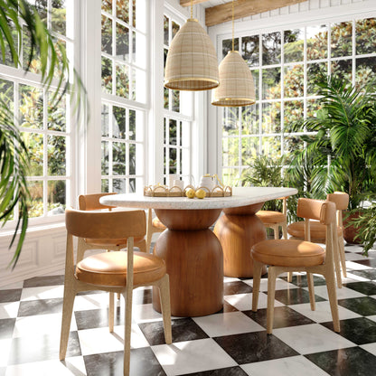 Cynthia 87" Faux Travertine Dining Table