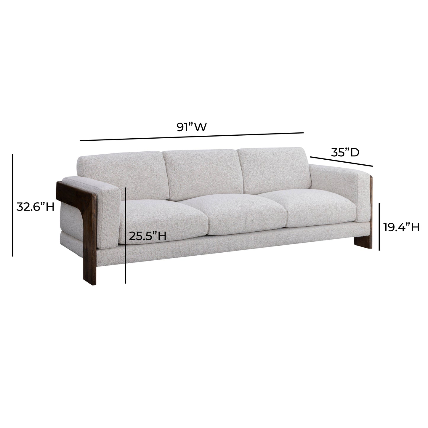 Elyn 91" Cream Boucle Sofa