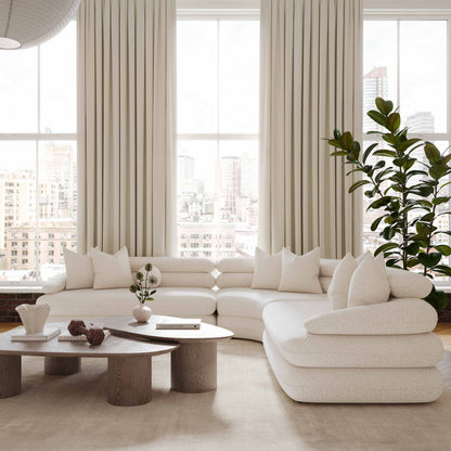 Lulu 3-Piece Cream Boucle Modular Curved L-Sectional