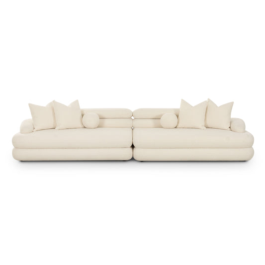 Lulu 141" Cream Performance Boucle Sofa