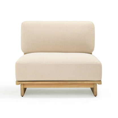 Reavan Cream Fabric Outdoor Lounge Chair