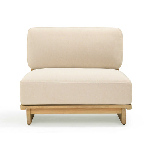 Reavan Cream Fabric Outdoor Lounge Chair