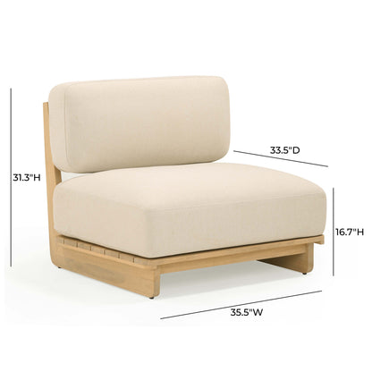 Reavan Cream Fabric Outdoor Lounge Chair