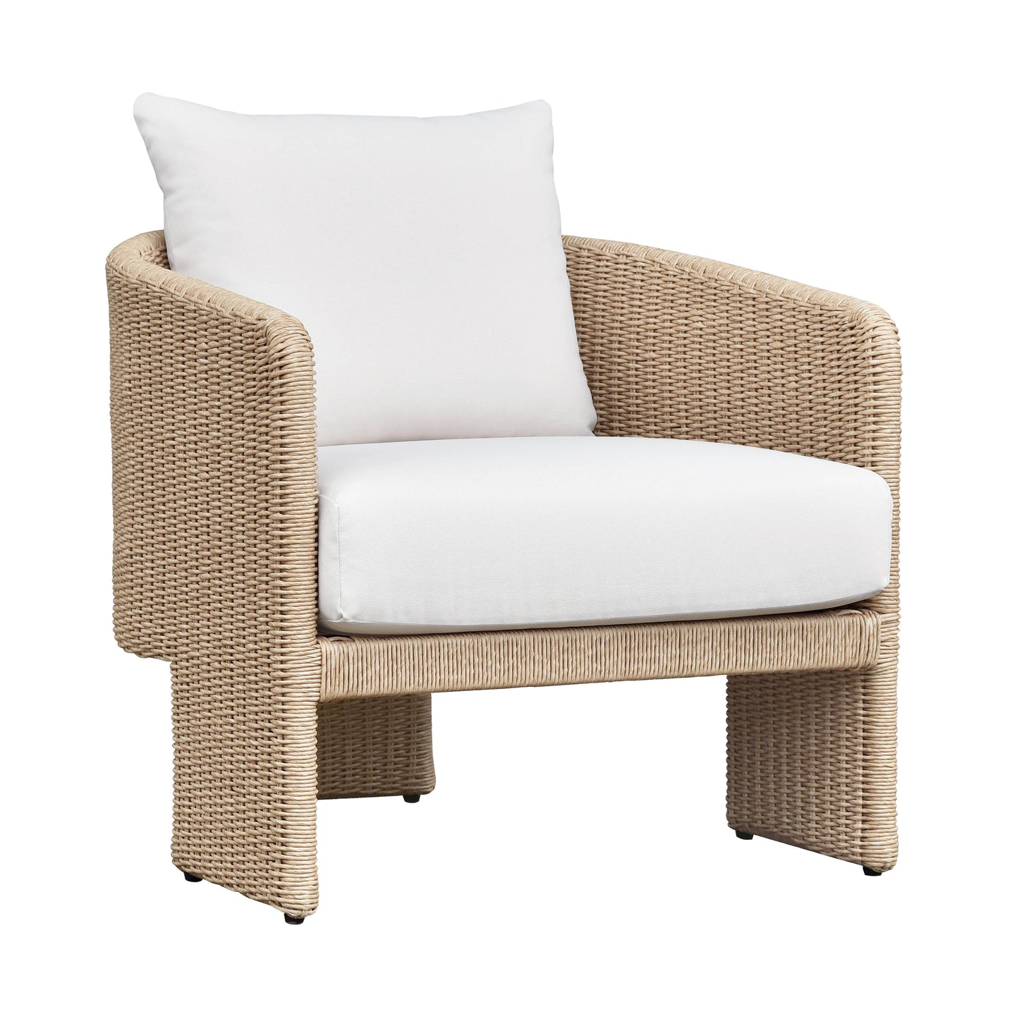 Alexa Rattan Performance Fabric Outdoor Armchair Cream