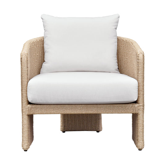 Alexa Rattan Performance Fabric Outdoor Armchair Cream