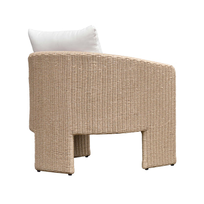 Alexa Rattan Performance Fabric Outdoor Armchair Cream