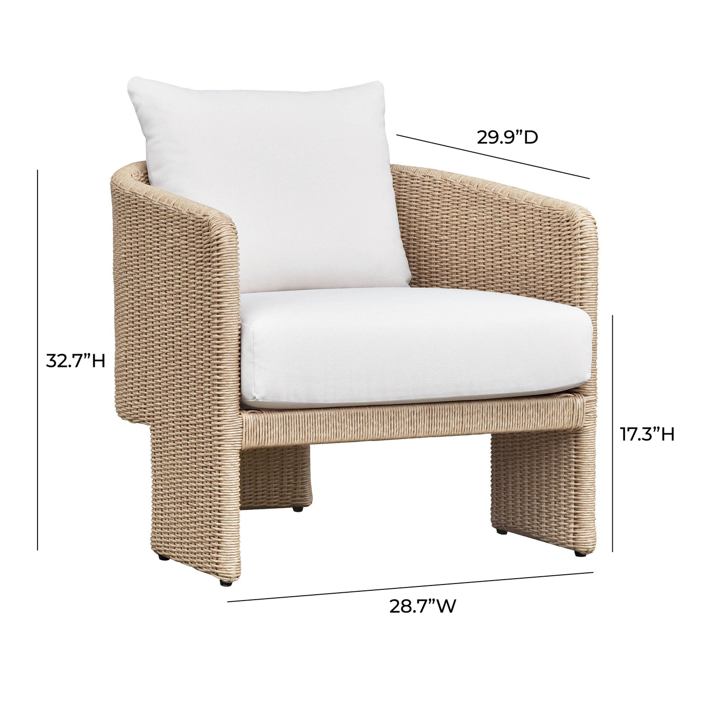 Alexa Rattan Performance Fabric Outdoor Armchair Cream