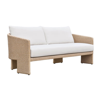 Alexa 80" Rattan Performance Fabric Outdoor Sofa Cream
