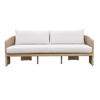 Alexa 80" Rattan Performance Fabric Outdoor Sofa Cream