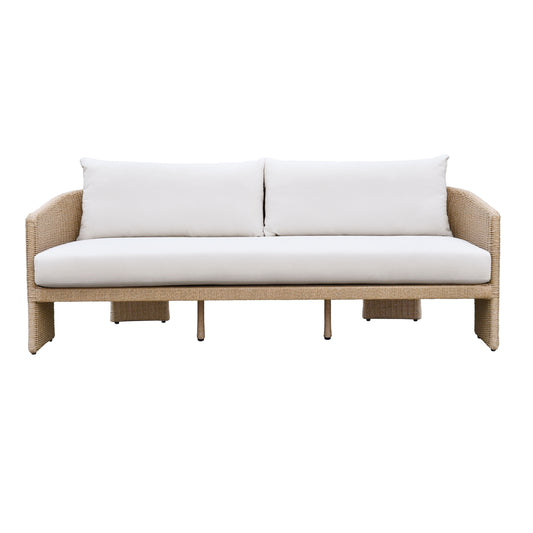 Alexa 80" Rattan Performance Fabric Outdoor Sofa Cream