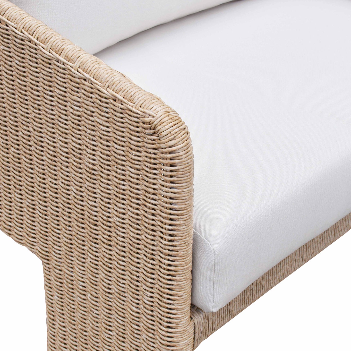 Alexa 80" Rattan Performance Fabric Outdoor Sofa Cream