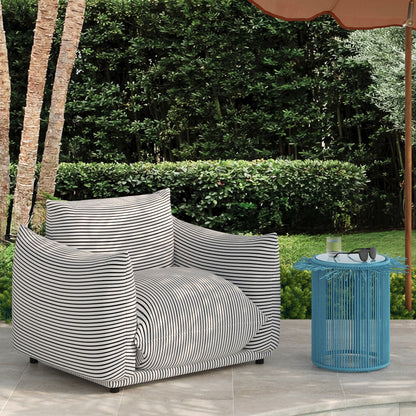 Saint Tropez Striped Stuffed Armchair Black Pearl
