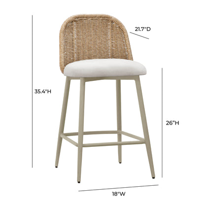 Alexa Natural Fabric Outdoor Counter Stool