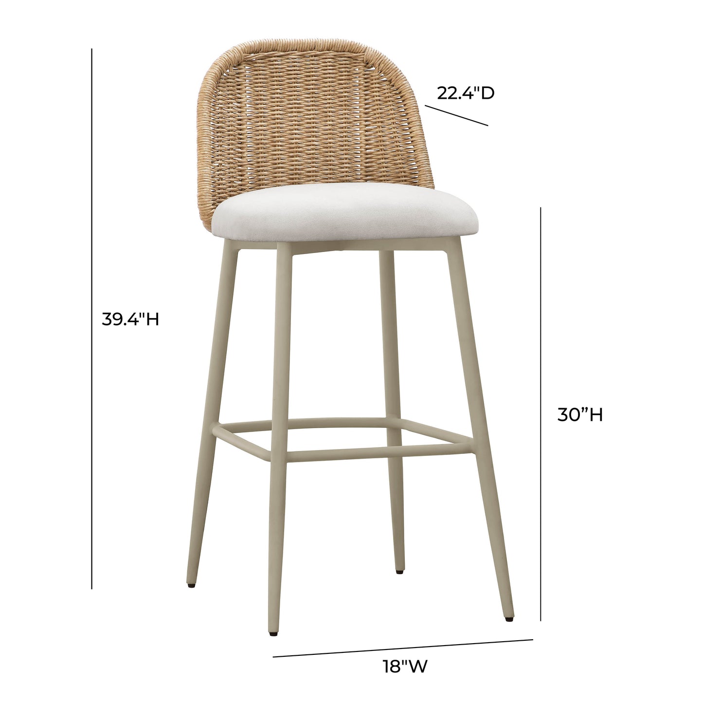 Alexa Natural Fabric Outdoor Bar Stool