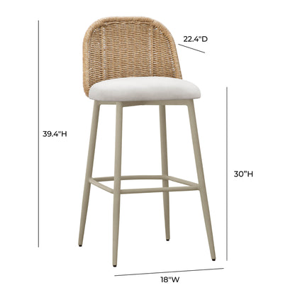 Alexa Natural Fabric Outdoor Bar Stool