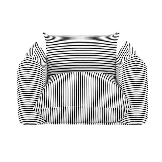 Saint Tropez Striped Stuffed Armchair Black Pearl