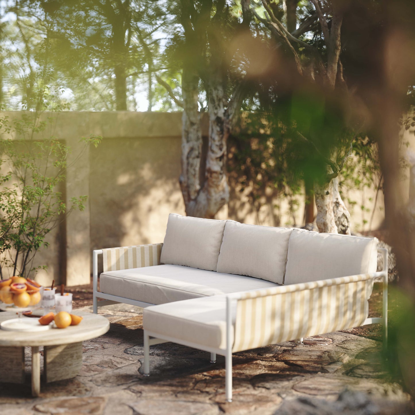 Dunes 2-Piece Cream Outdoor L-Shaped Sectional