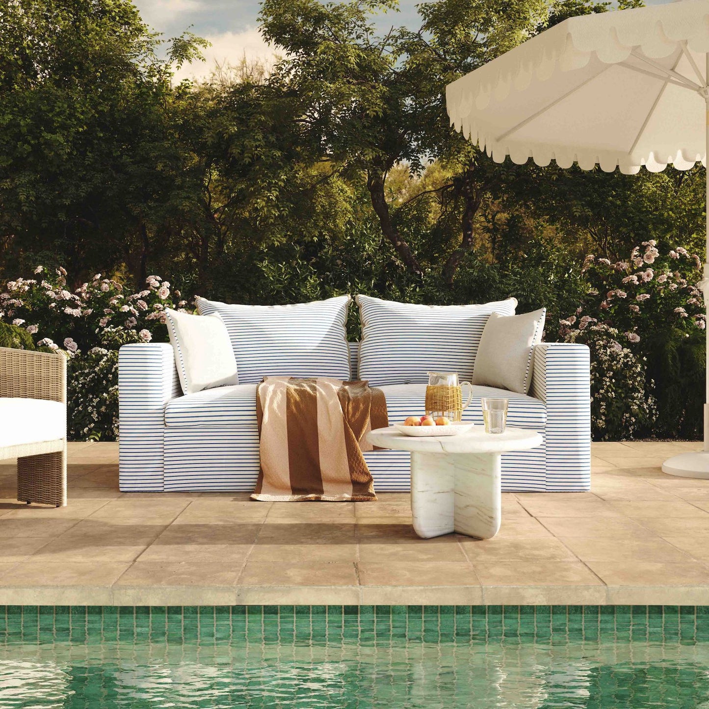 Salty 84.5" Striped Indoor/Outdoor Sofa (+2 Color Options)