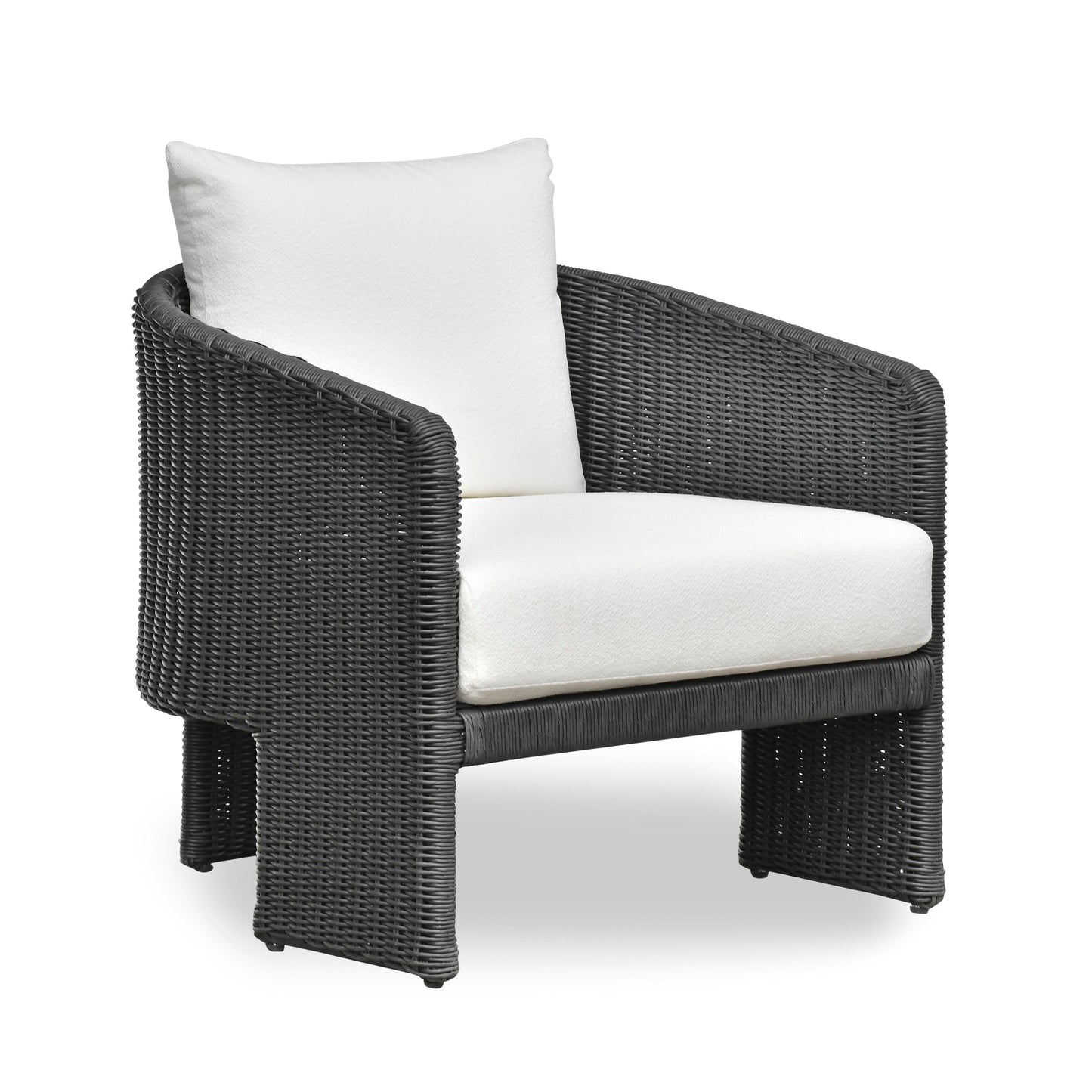 Alexa Rattan Performance Fabric Outdoor Armchair Black